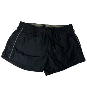 Diesel Beachwear Mens Black Swim Trunks Board Shorts XL Olive Green Trim Mesh
